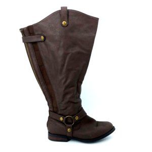 Lane Bryant Womens Knee High Riding Boots Faux Leather Zip Dark Brown 7WW